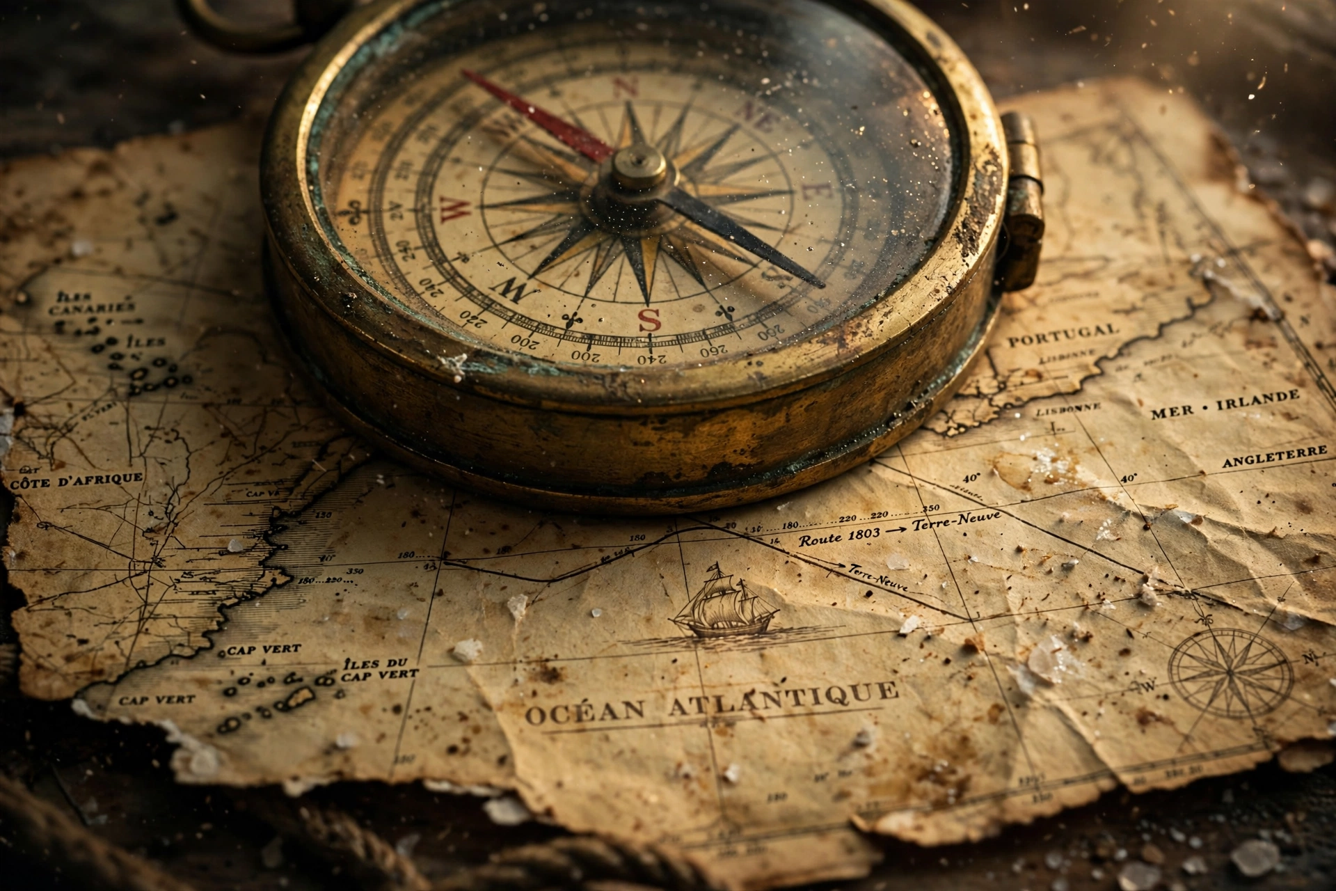 Purana peetal ka compass, samandari naqshay par