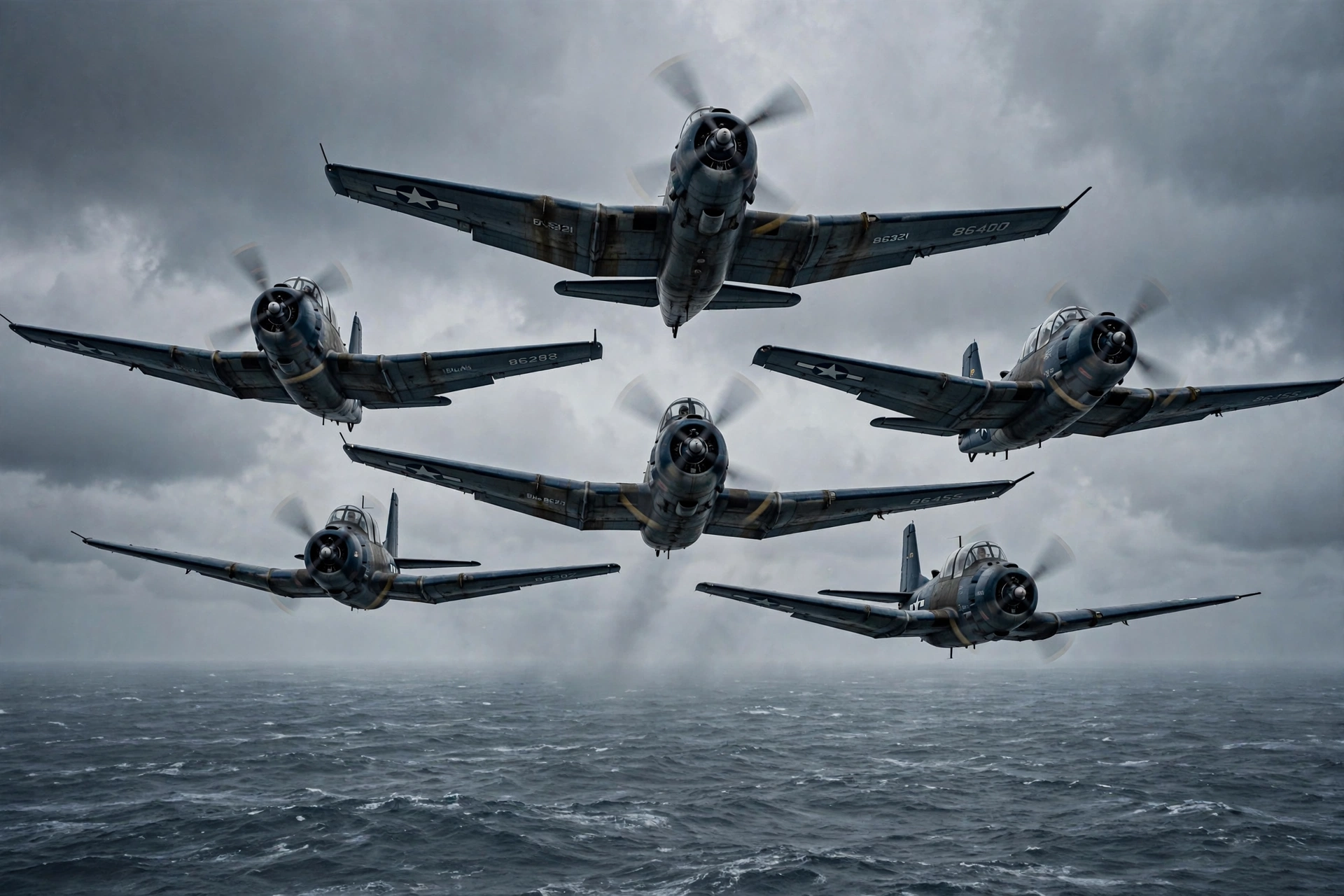 Flight 19 ke paanch TBM Avenger tayyare samandar ke upar parwaz karte hue, December 1945